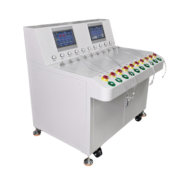 Left Side View of 10-Channel Customized Blood Pressure Cuff Leak Testing Cabinet