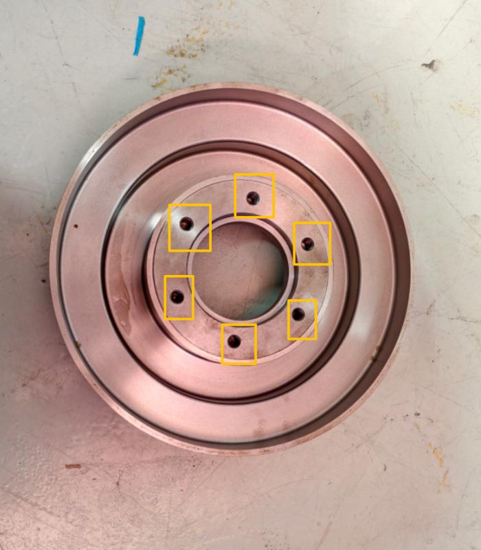 The circled areas indicate holes requiring testing
