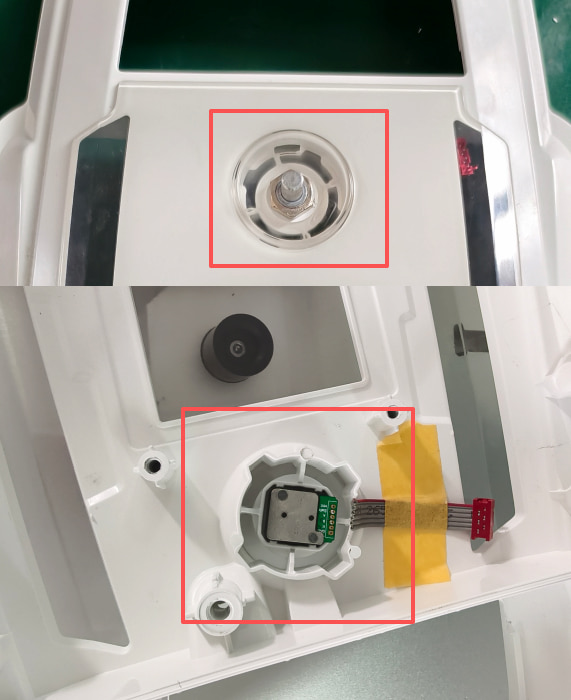 Lawn mower housing leak testing area